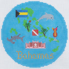 Bahamas 4 1/4" Travel Round Needlepoint Canvas - KC Needlepoint