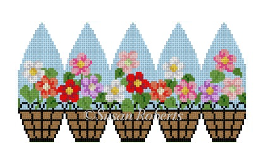 Flower Basket Canvas - KC Needlepoint