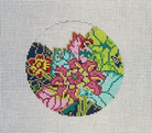 Tobacco Leaf Round Canvas - KC Needlepoint