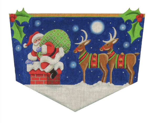 Down the Chimney Stocking Topper - KC Needlepoint