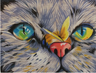 Cat Face with Butterfly Canvas - KC Needlepoint