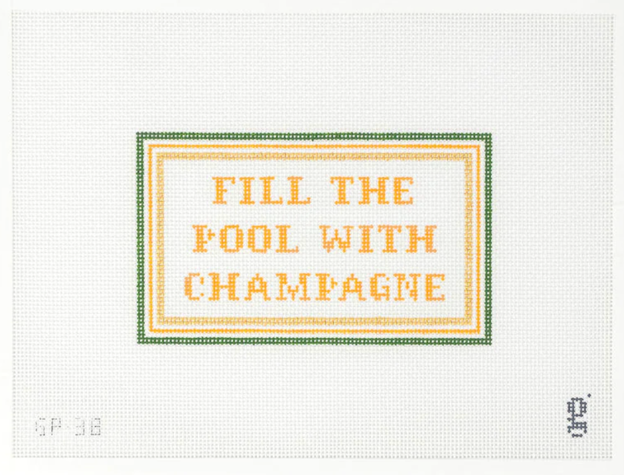 Fill the Pool with Champagne Canvas - KC Needlepoint