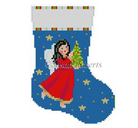 Angel with Tree Mini Stocking Canvas - KC Needlepoint