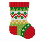 Geo Stars Mini Stocking Canvas - KC Needlepoint