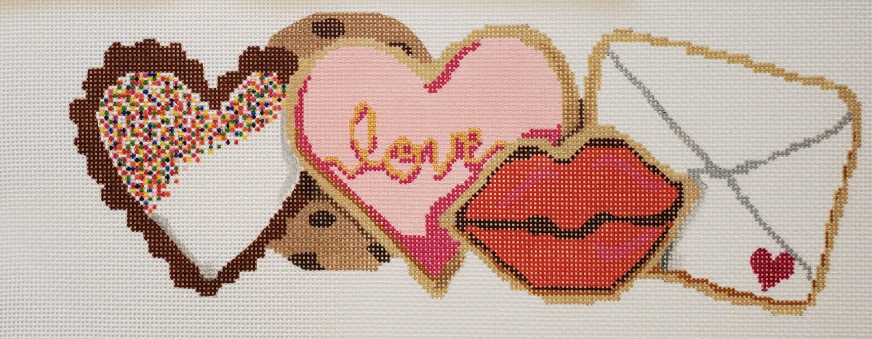 Valentine's Cookies Row Canvas - KC Needlepoint