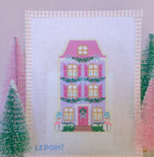 Christmas Village Purple Row House Canvas