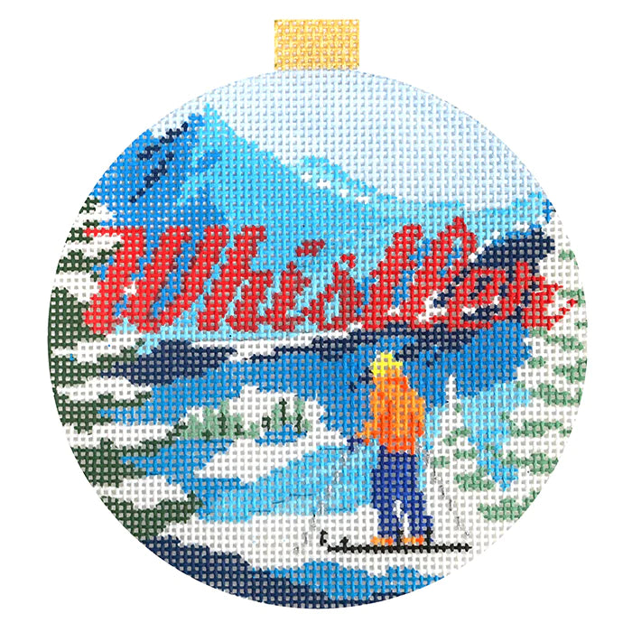 Whistler Travel Round Needlepoint Canvas - KC Needlepoint