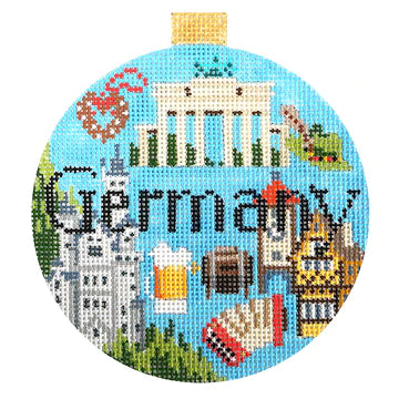 Germany Travel Round Needlepoint Canvas - KC Needlepoint