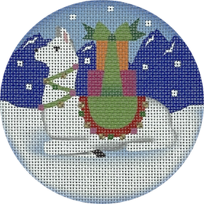 Gift Llama Ornament Canvas - KC Needlepoint