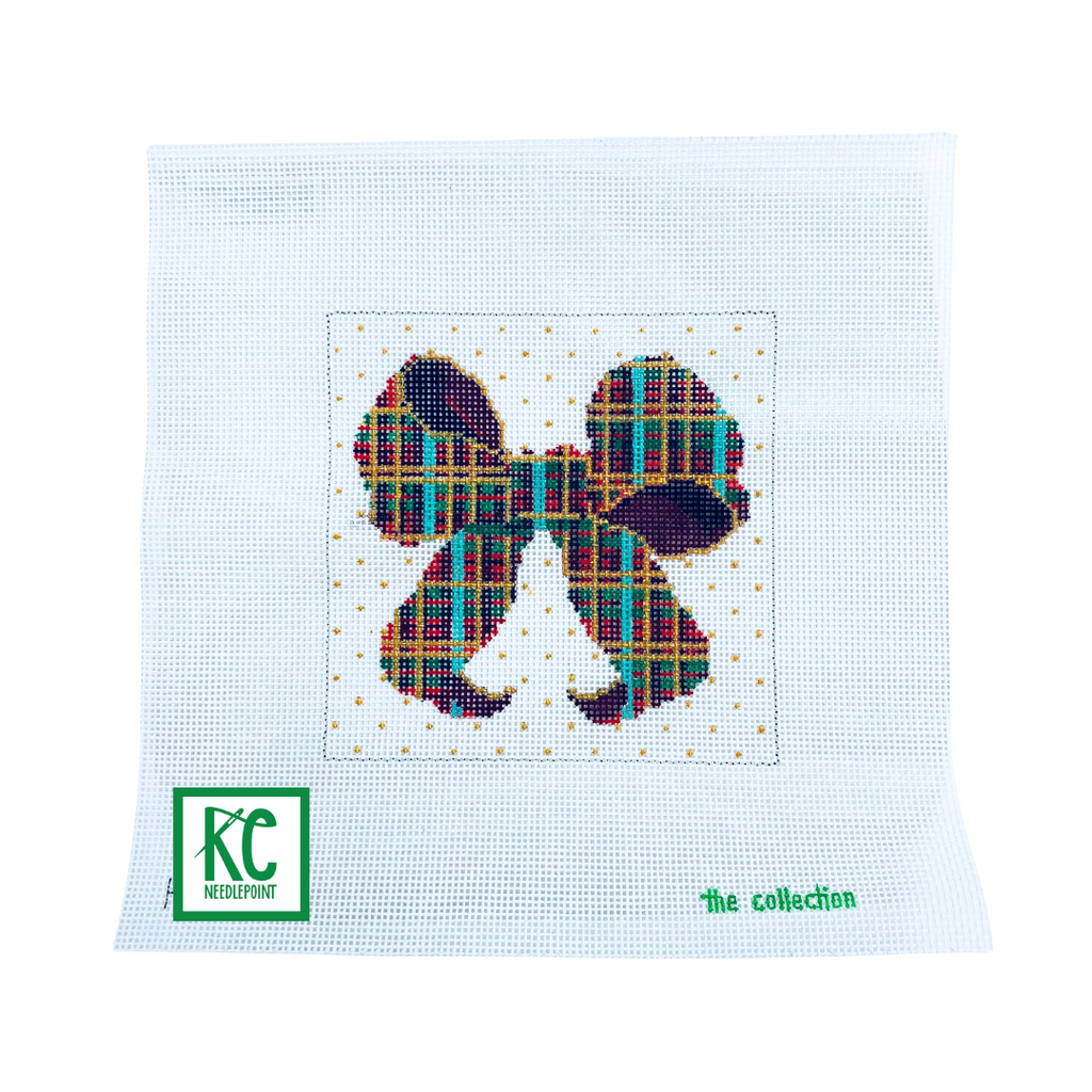 Small Plaid Bow Needlepoint Canvas