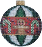 Gingerbread/Green Stripes Ball Canvas - KC Needlepoint