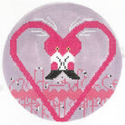 Flamingo A Go Go Round Canvas - KC Needlepoint