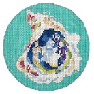 Oyster on Aqua Canvas - KC Needlepoint