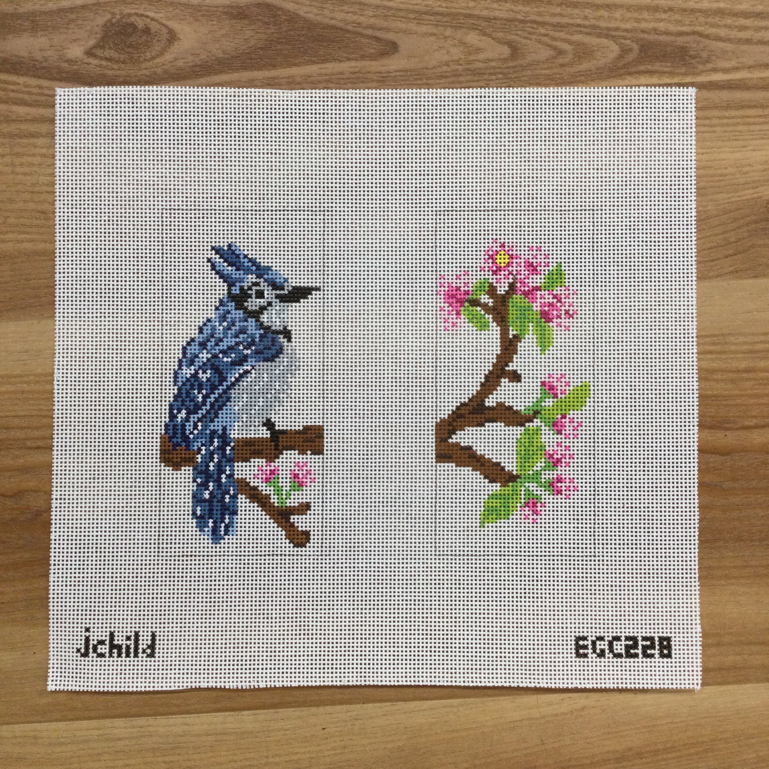 Blue Jay Eyeglass Case Canvas - KC Needlepoint