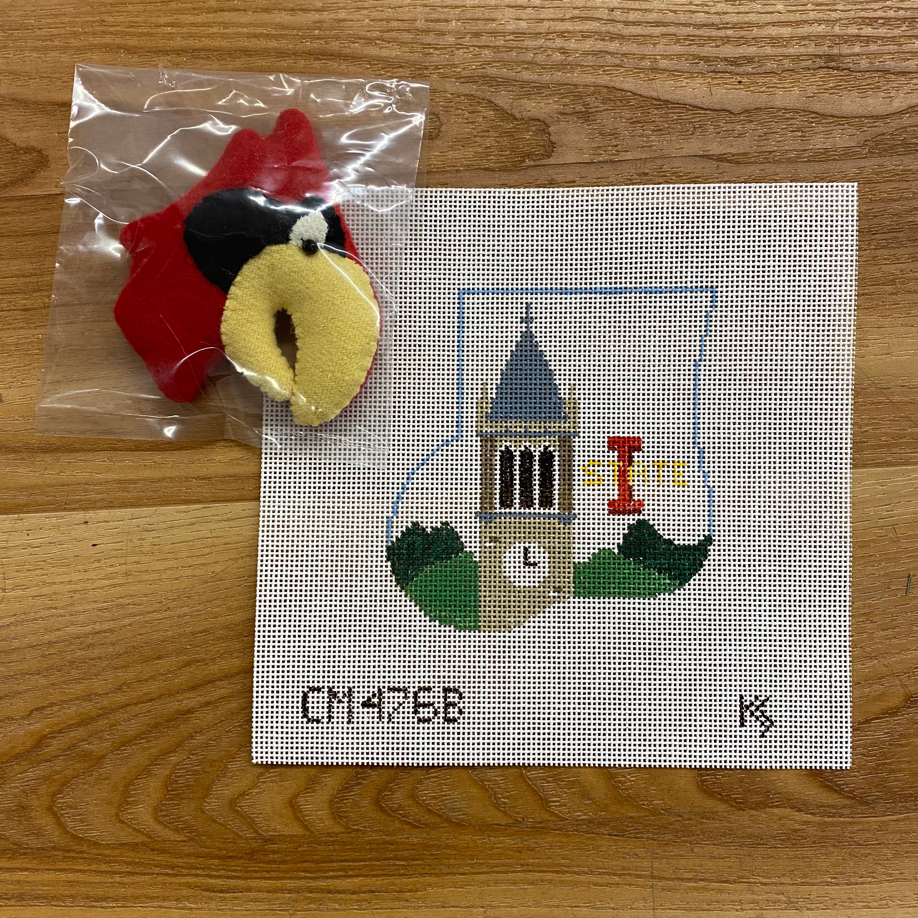 Iowa State with Cy the Cardinal Mini Sock Canvas - KC Needlepoint