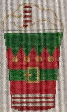 Elf Coffee Cup Canvas - KC Needlepoint