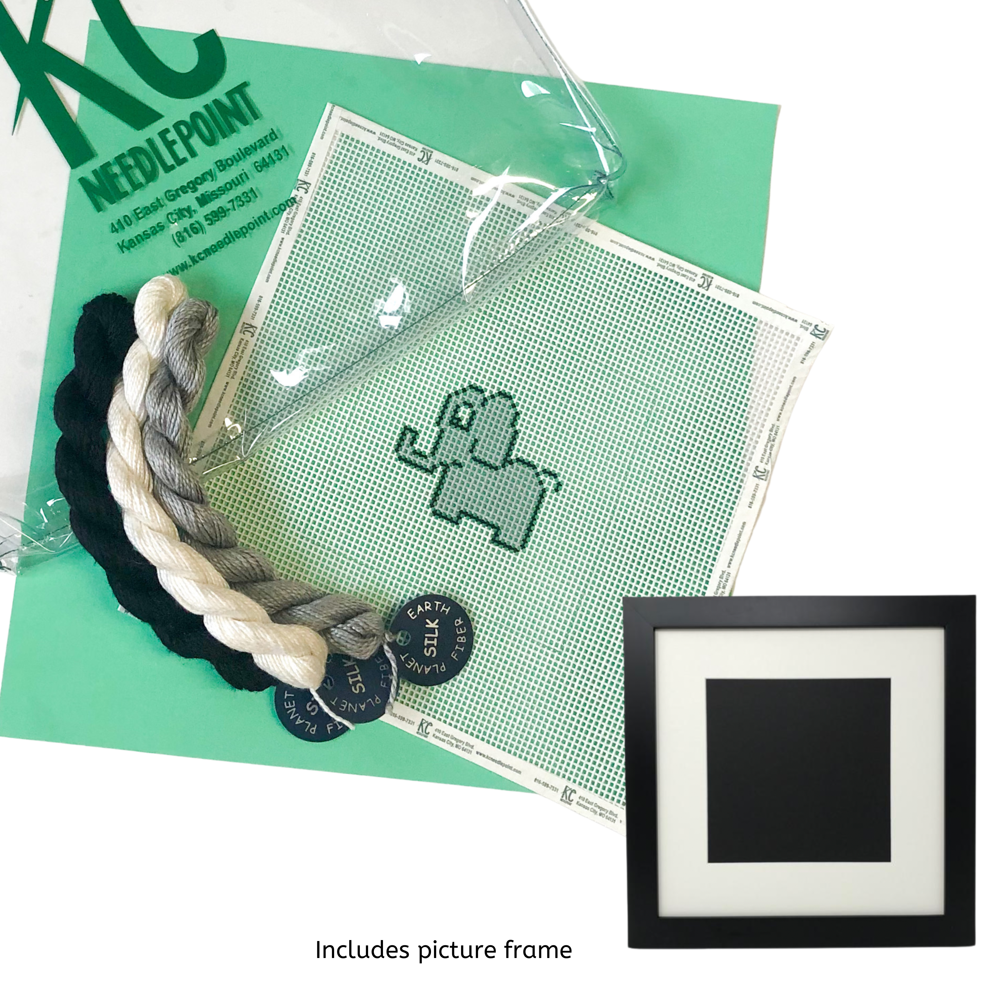 An easy beginner needlepoint kit designed for Kids of all ages. This canvas  depicts an elephant that is stitch-painted onto 7 mesh needlepoint canvas  and comes with acrylic threads. – Needlepoint For