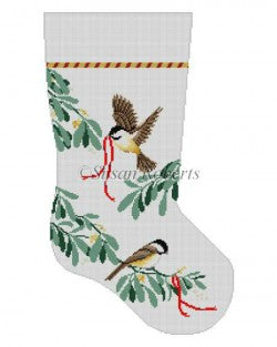 Chickadees Stocking Canvas - KC Needlepoint