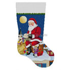 Santa Reading List On Chimney Stocking - KC Needlepoint