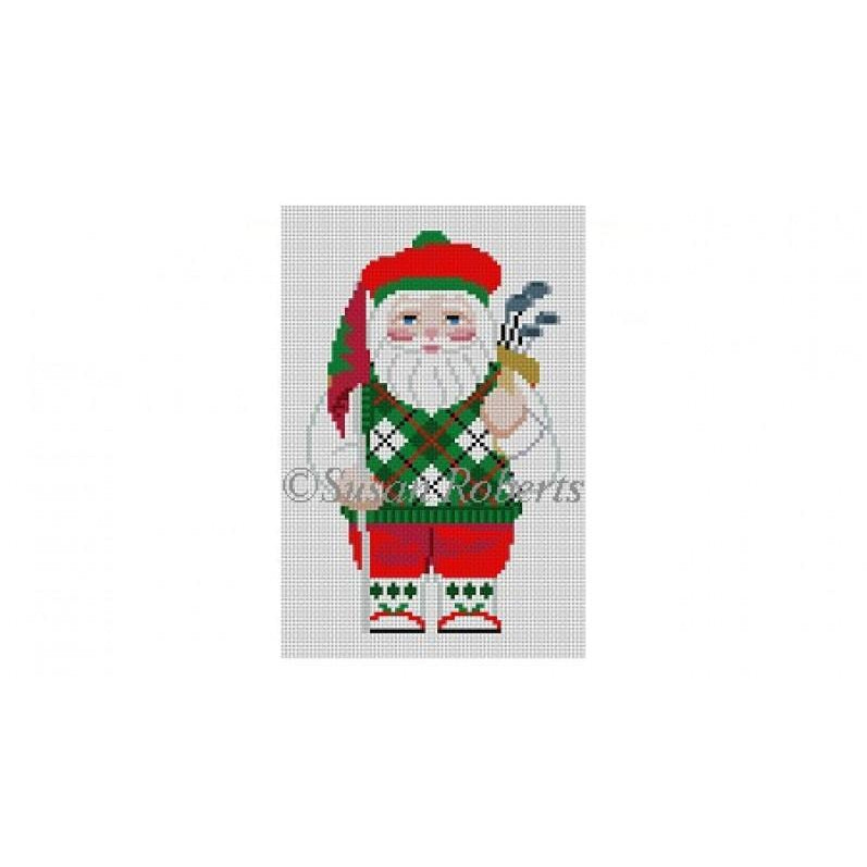 Golfing Santa Canvas - KC Needlepoint