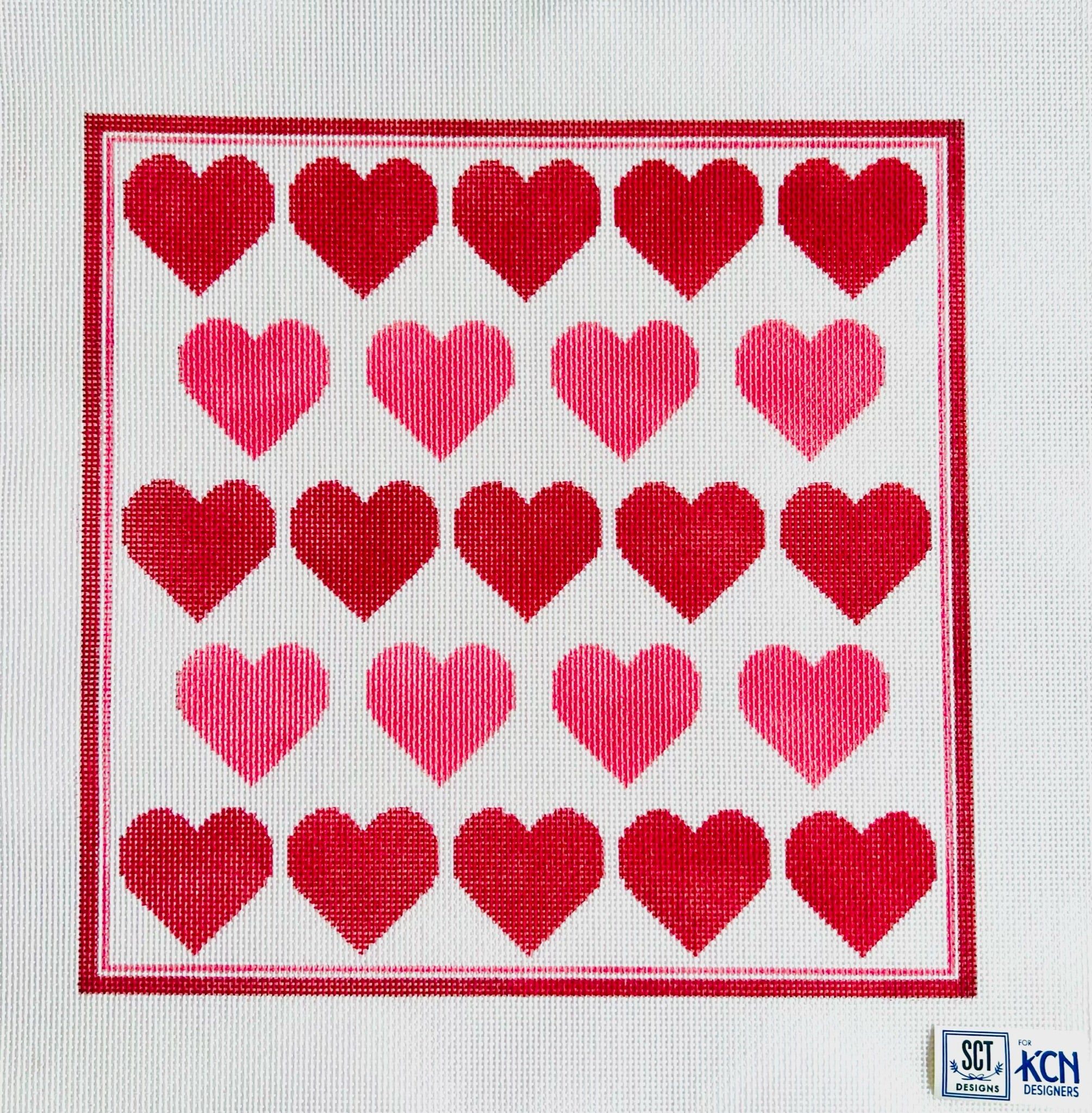 23 Hearts Canvas - KC Needlepoint