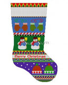 Bold Stripe Snowman, Hat, Mittens Stocking Canvas - KC Needlepoint