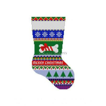 Bold Stripe Dog Stocking Canvas - KC Needlepoint