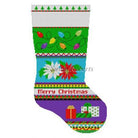 Bold Stripe Poinsettias Stocking Canvas - KC Needlepoint