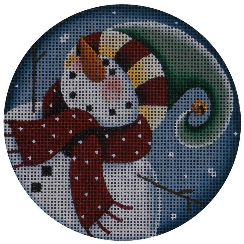 Curly Snowman 2 Round - KC Needlepoint