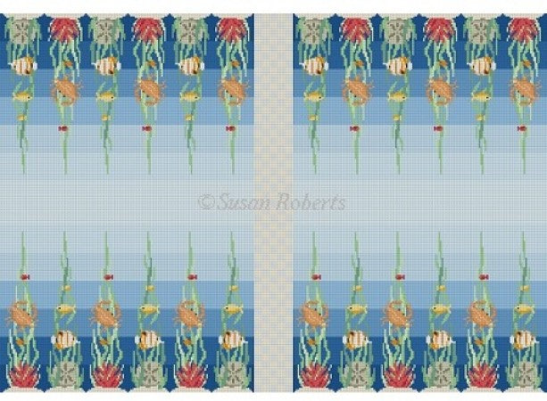 Ocean Floor Backgammon Board Canvas - KC Needlepoint