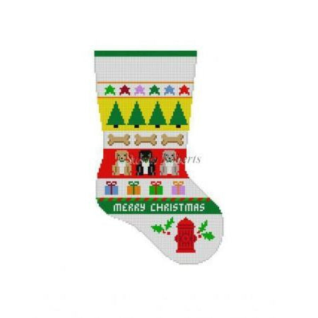 Dog Stripe Stocking Canvas - KC Needlepoint