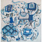 Blue and White Elephant Collage Canvas - KC Needlepoint