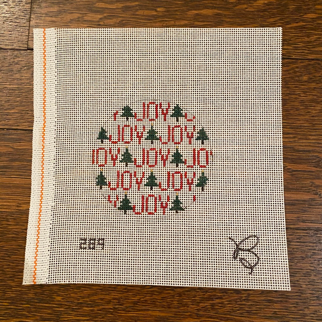 Joy Round Needlepoint Canvas - needlepoint