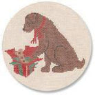 Christmas Morning Chocolate Lab Ornament Canvas - KC Needlepoint