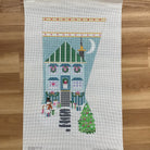 Blue Glitter House Stocking Canvas - KC Needlepoint