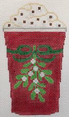 Mistletoe Coffee Cup Canvas - KC Needlepoint