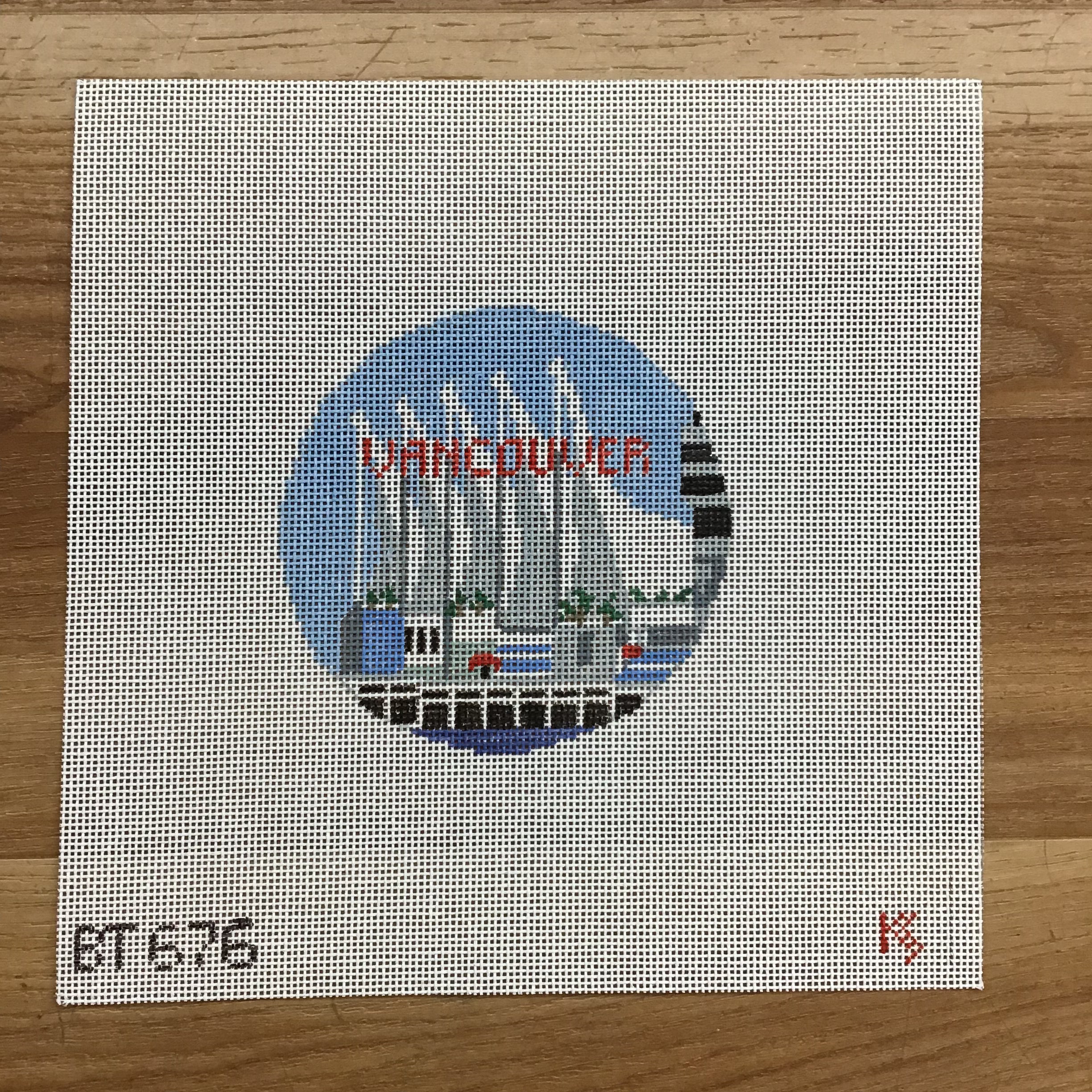 Vancouver Travel Round Canvas - KC Needlepoint