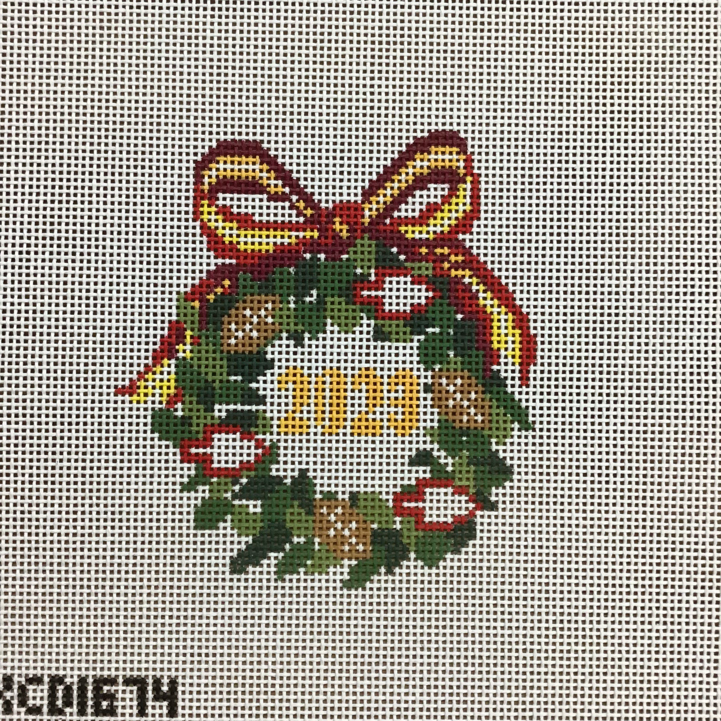 Football Championship Wreath Ornament Canvas - KC Needlepoint