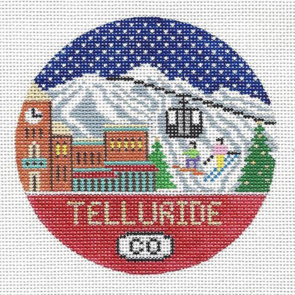 Telluride Travel Round Needlepoint Canvas - KC Needlepoint