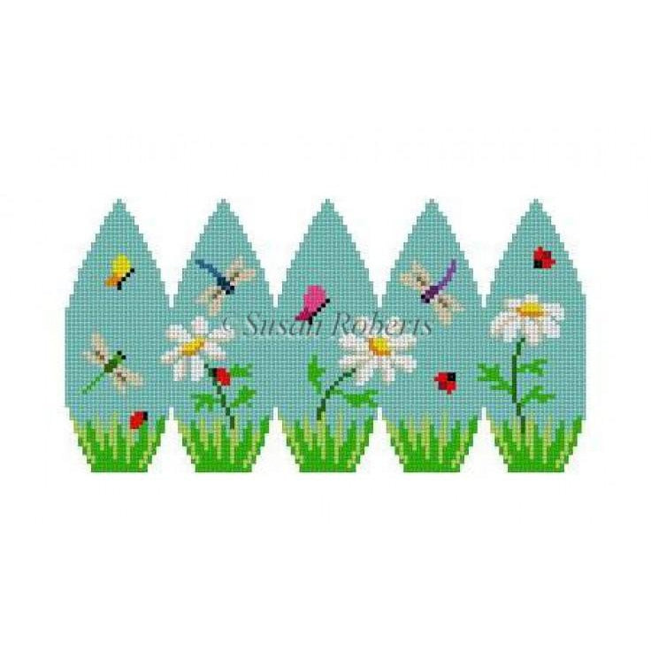 Daisies & Bugs Egg Canvas - KC Needlepoint