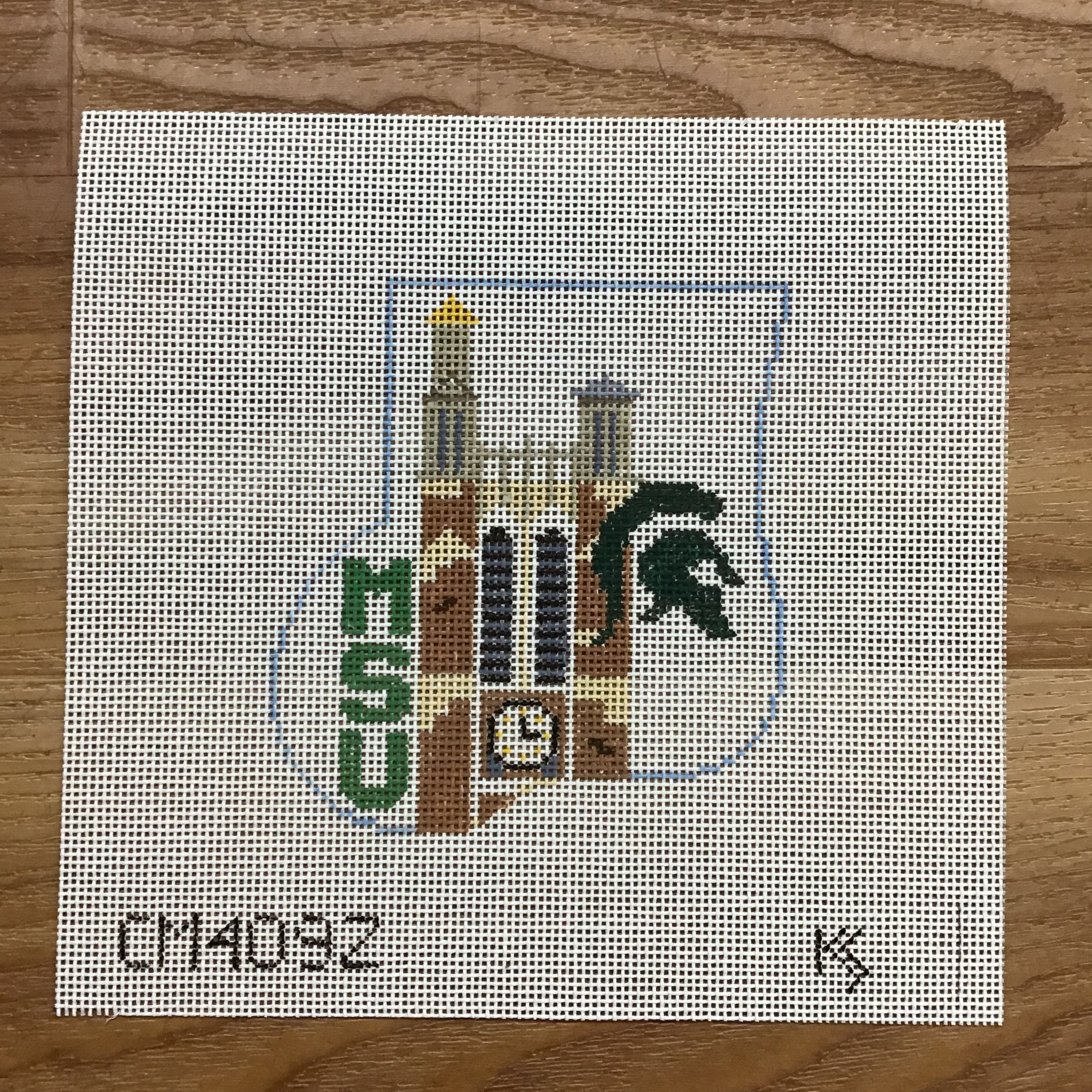 Michigan State Mini Sock Canvas - KC Needlepoint