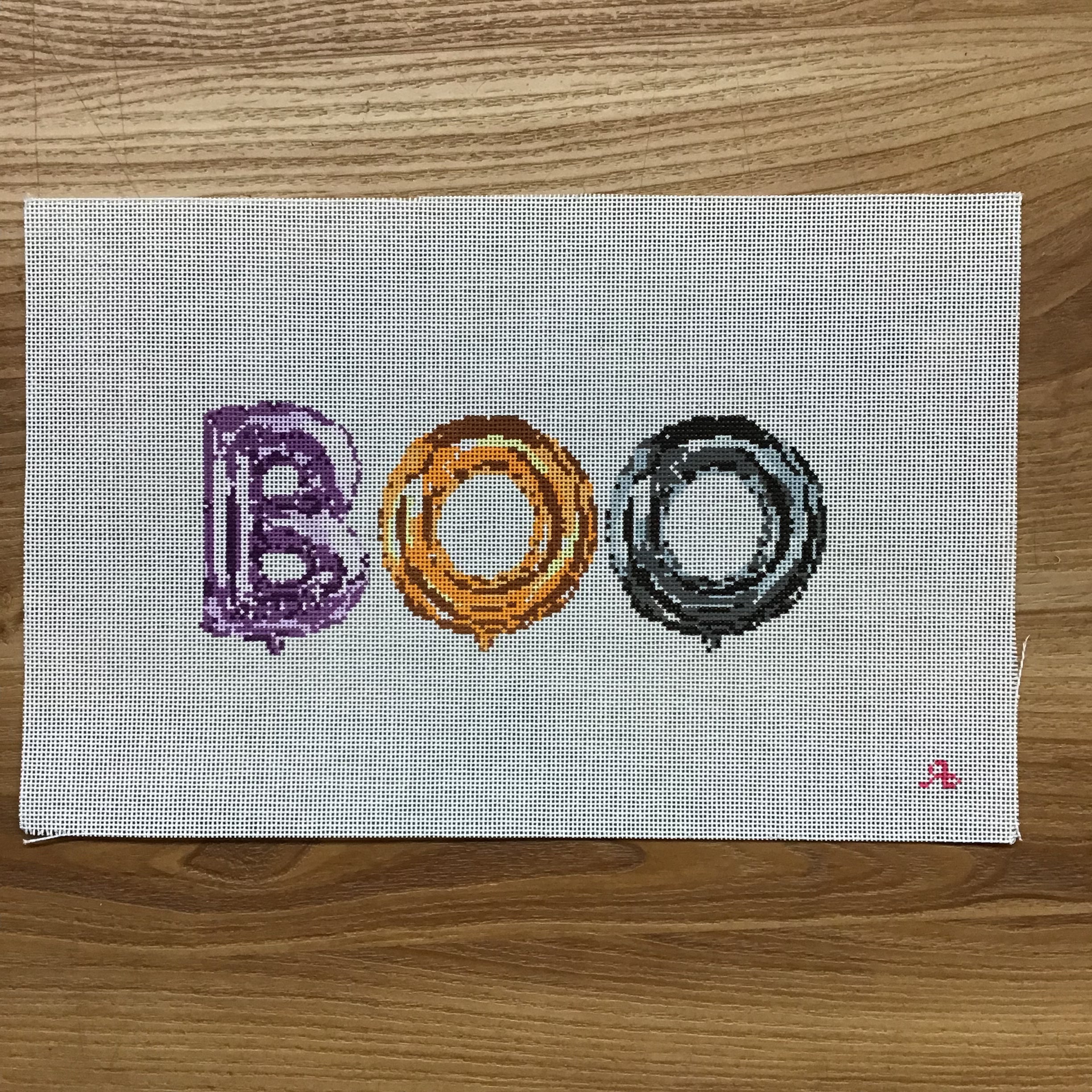 BOO Mylar Balloon Letters Canvas - KC Needlepoint