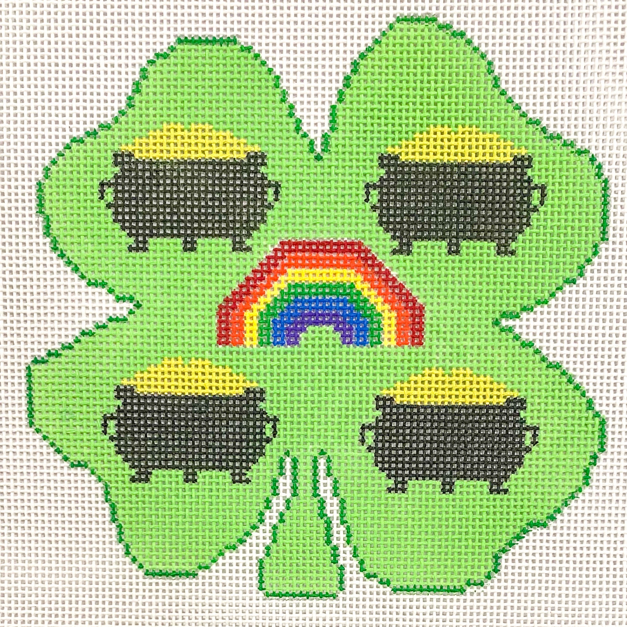 Pot of Gold Shamrock Canvas - KC Needlepoint