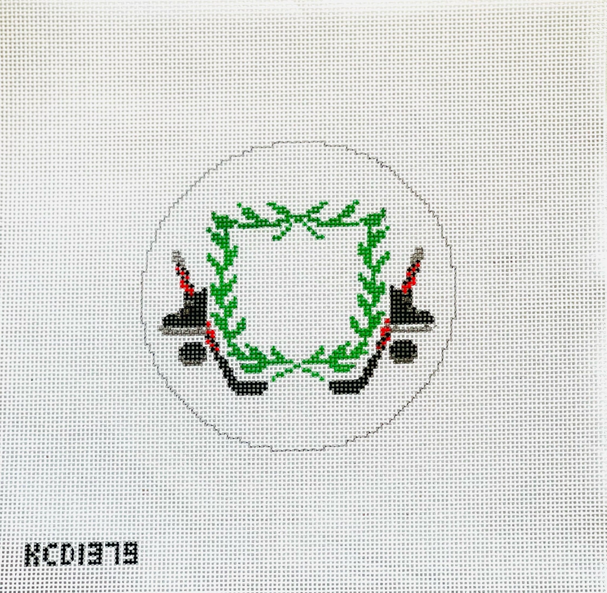 Ice Hockey Crest Canvas - KC Needlepoint