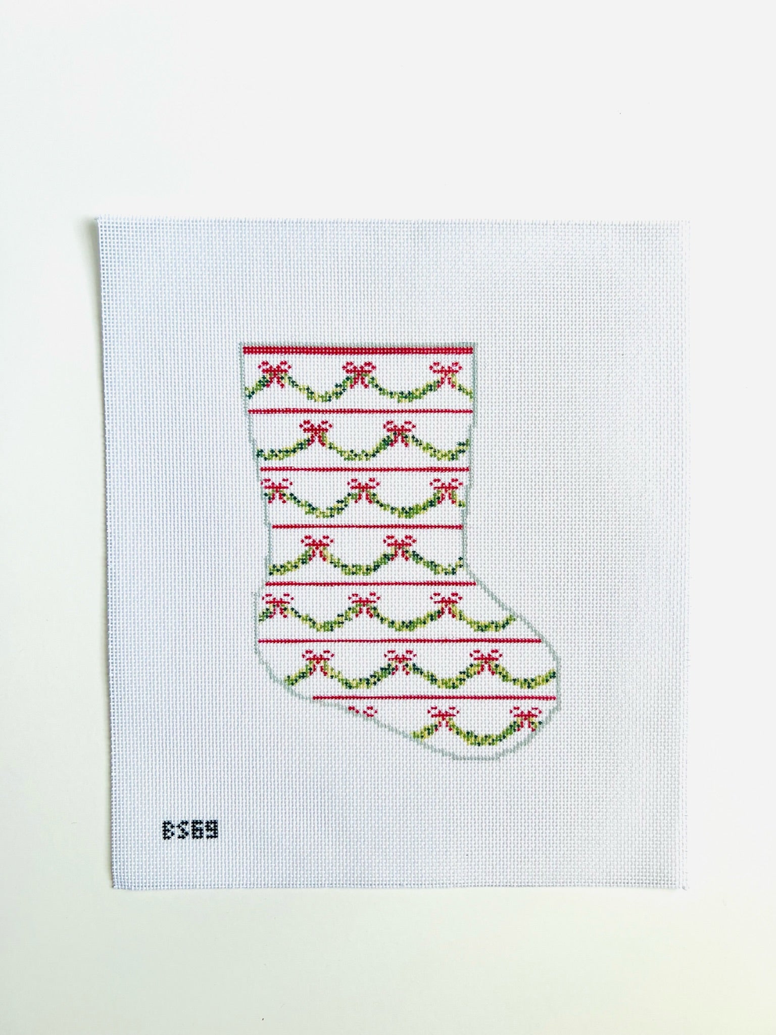 Christmas Garland Gala Ornament Sized Stocking Canvas - KC Needlepoint