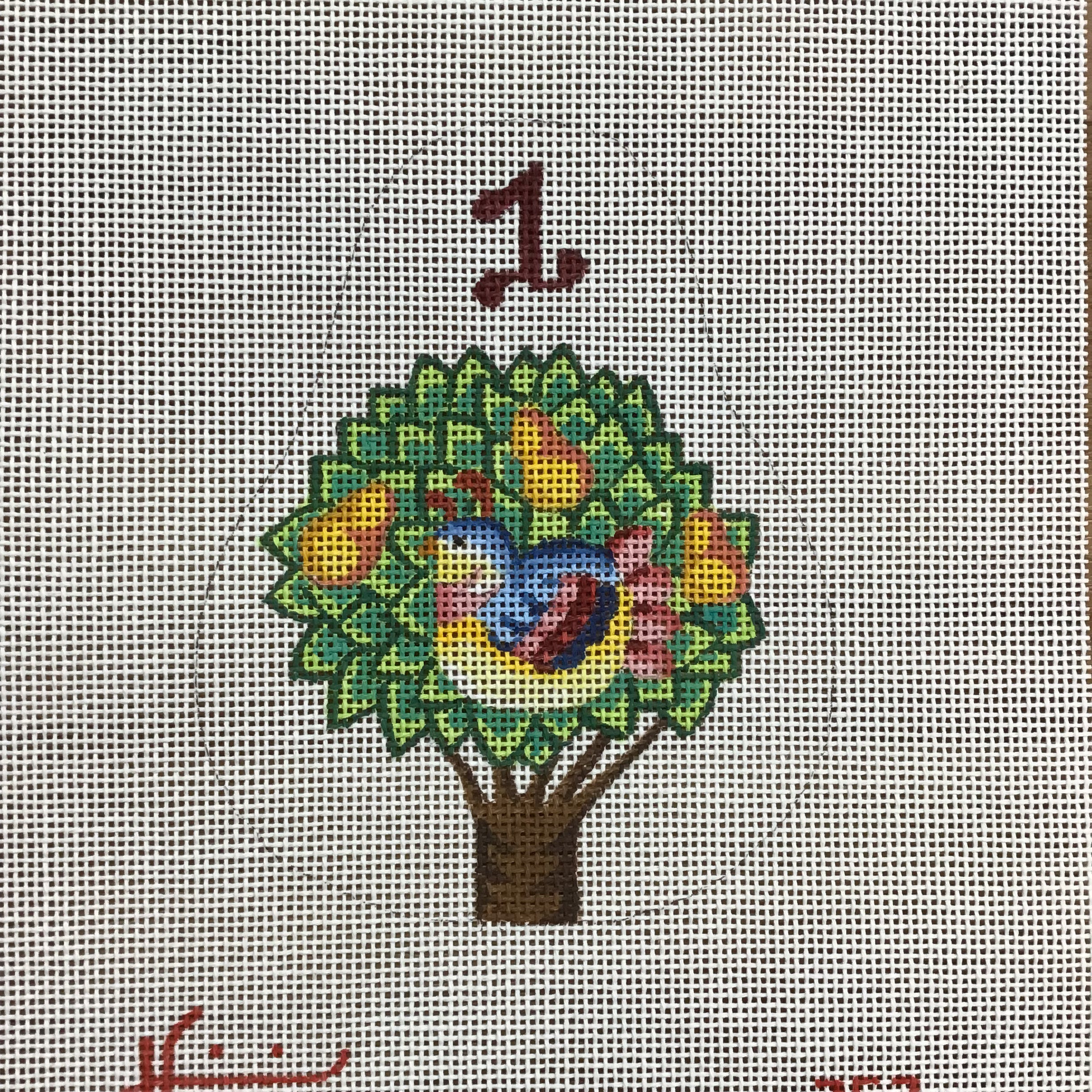 Partridge in a Pear Tree Pear Canvas - KC Needlepoint