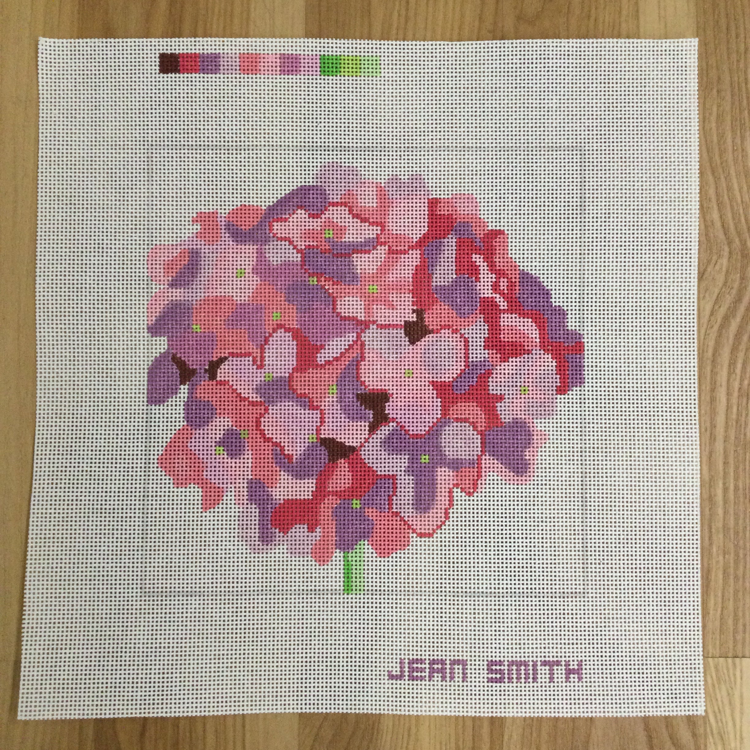 Petite Pink Hydrangea Canvas - KC Needlepoint