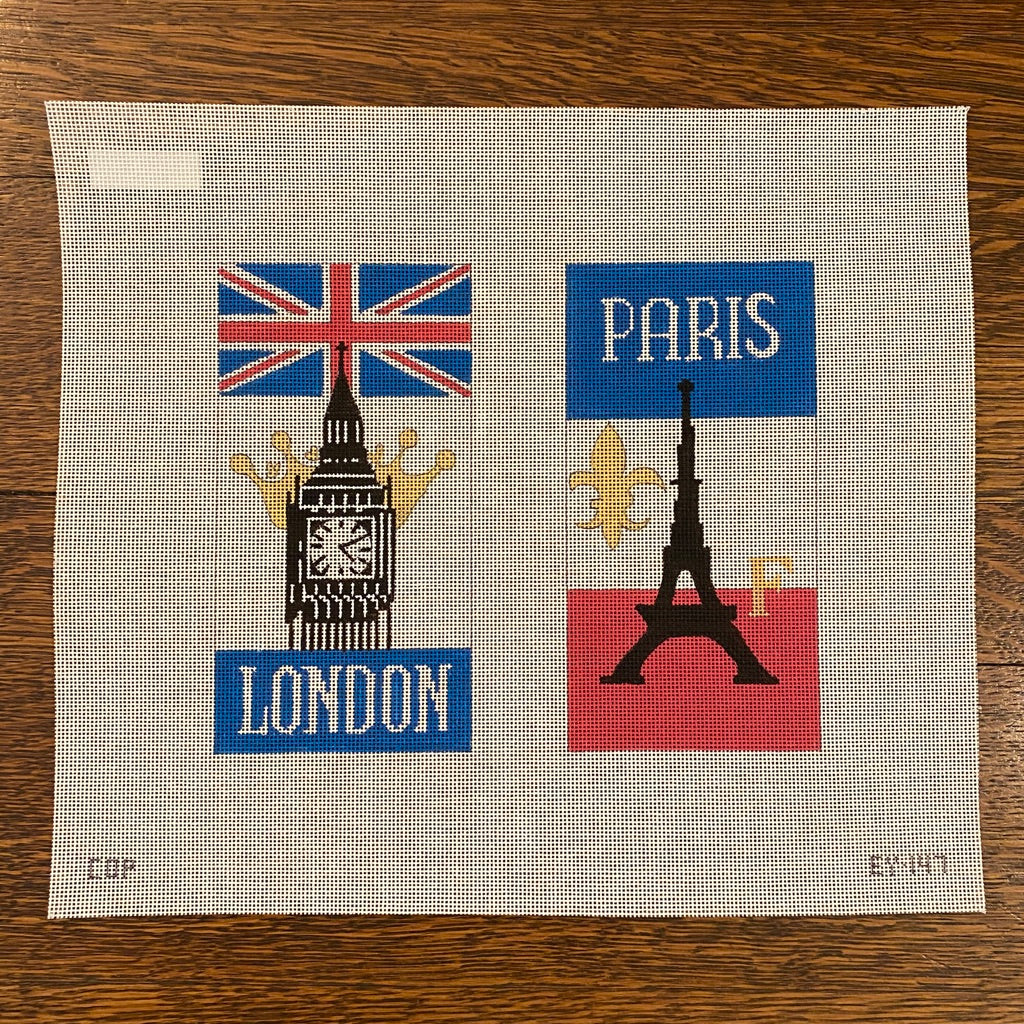 London Paris Eyeglass Case Canvas - KC Needlepoint