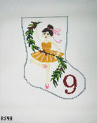 Nine Ladies Dancing Ornament Sized Stocking Canvas - KC Needlepoint