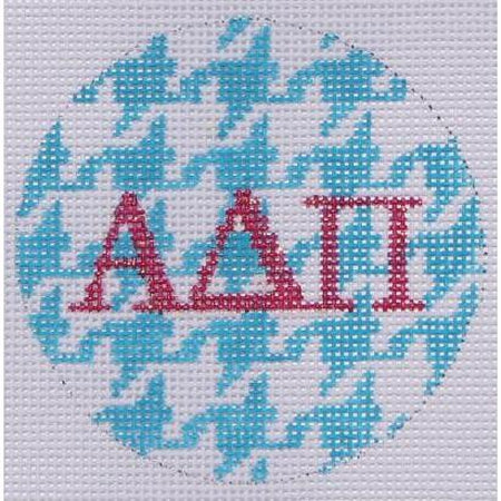 Alpha Delta Pi Houndstooth 3" Round Canvas - KC Needlepoint